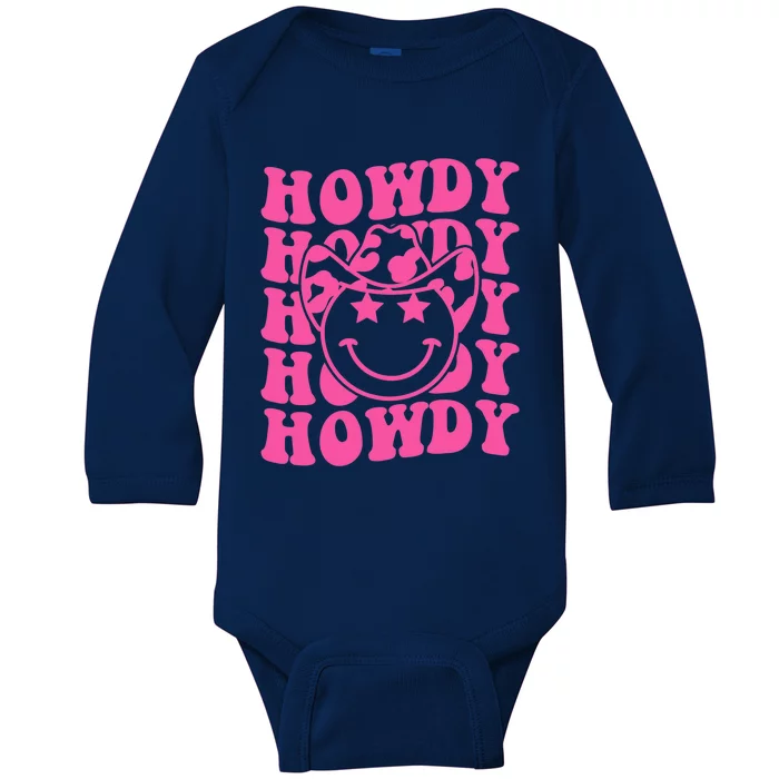 Groovy Howdy Rodeo Western Country Southern Cow Baby Long Sleeve Bodysuit