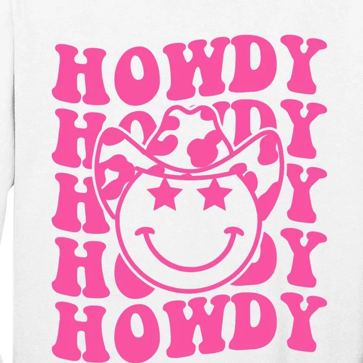 Groovy Howdy Rodeo Western Country Southern Cow Tall Long Sleeve T-Shirt