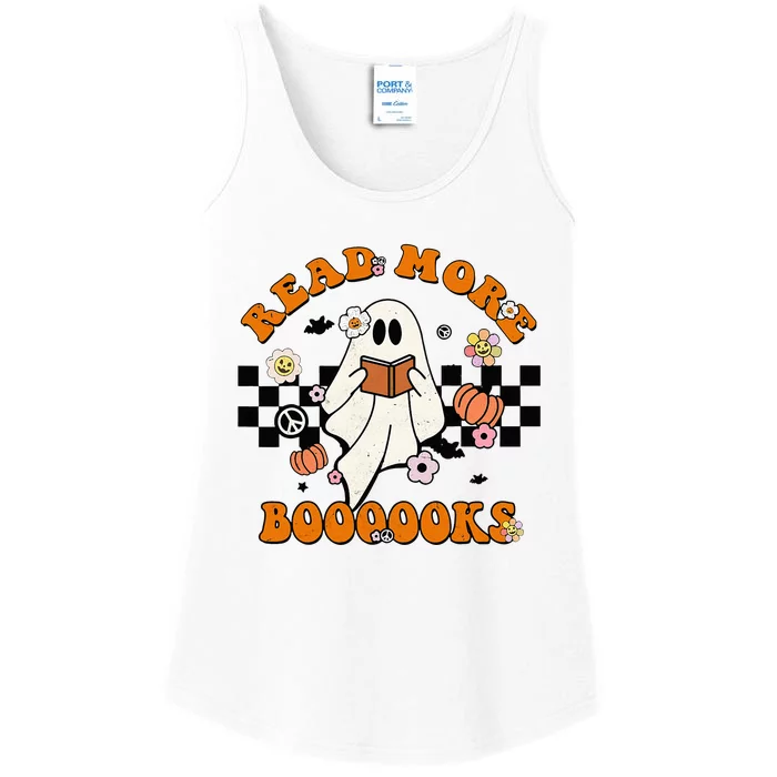 Groovy Halloween Read More Books Cute Boo read a book Ladies Essential Tank