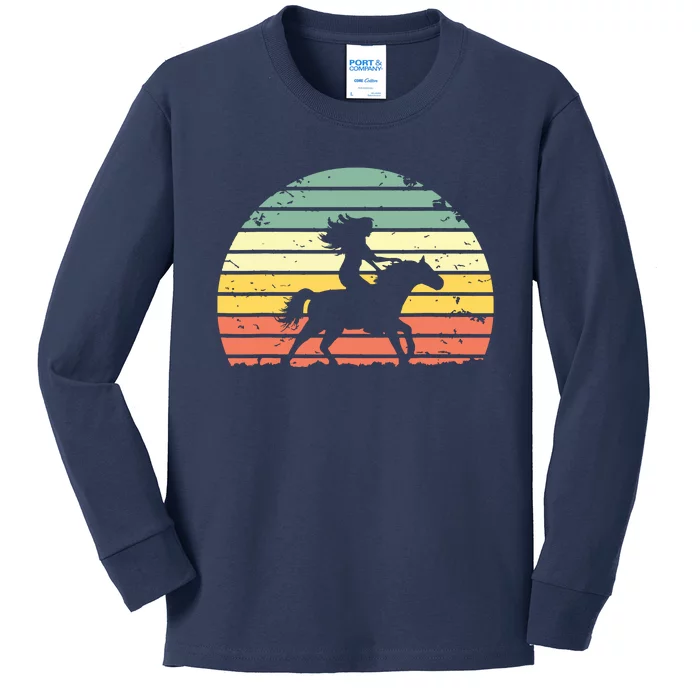 Girl Horse Riding Shirts Vintage Cowgirl Texas Ranch Kids Long Sleeve Shirt