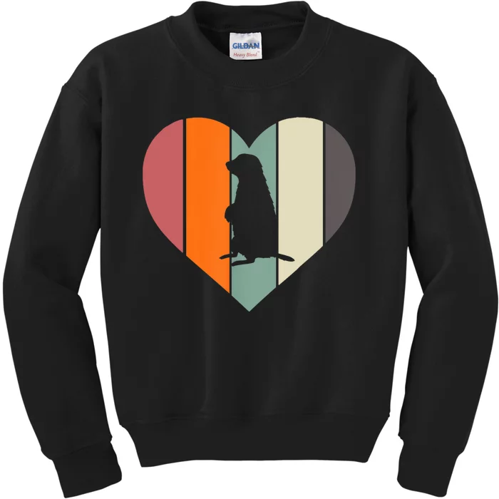 Groundhog Heart Retro Vintage Groundhog Day Kids Sweatshirt