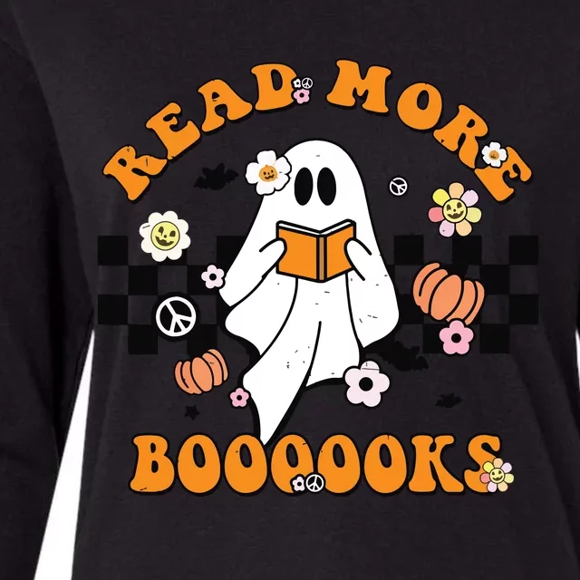 Groovy Halloween Read More Books Cute Boo Read A Book Womens Cotton Relaxed Long Sleeve T-Shirt