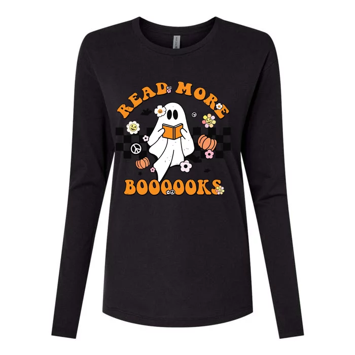 Groovy Halloween Read More Books Cute Boo Read A Book Womens Cotton Relaxed Long Sleeve T-Shirt