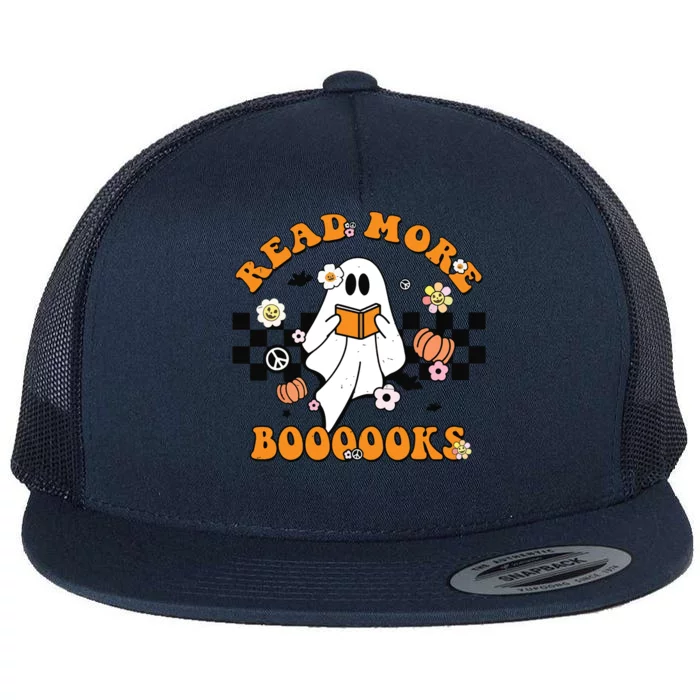 Groovy Halloween Read More Books Cute Boo Read A Book Flat Bill Trucker Hat