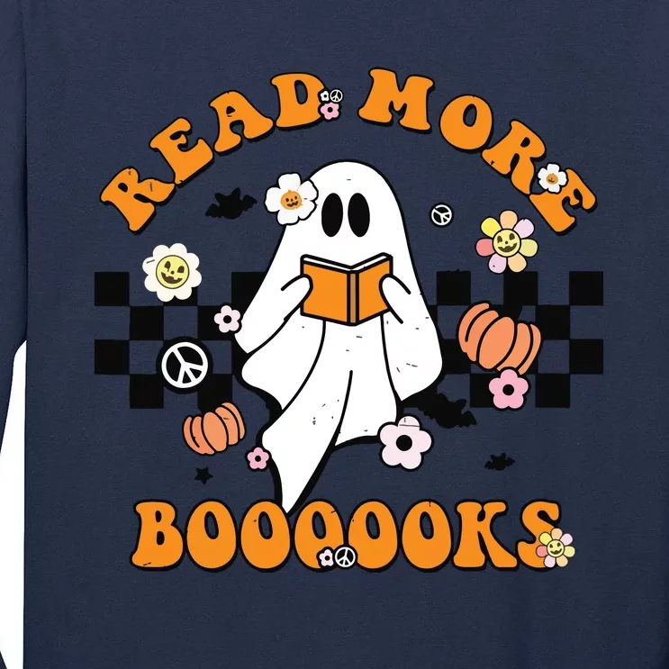 Groovy Halloween Read More Books Cute Boo Read A Book Tall Long Sleeve T-Shirt