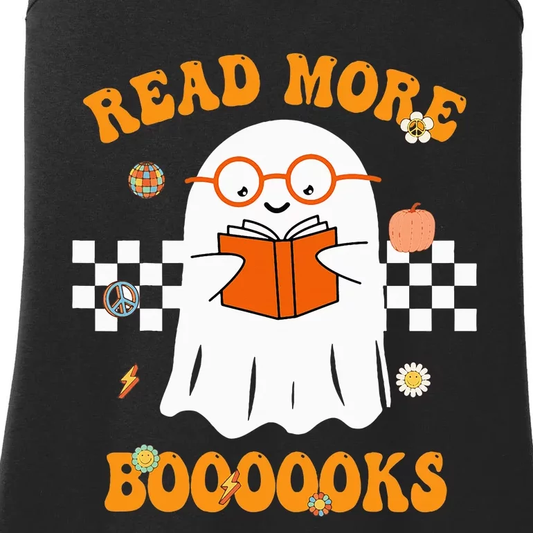 Groovy Halloween Read More Books Cute Boo read a book Ladies Essential Tank