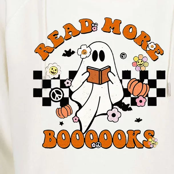 Groovy Halloween Read More Books Cute Boo Read A Book Womens Funnel Neck Pullover Hood