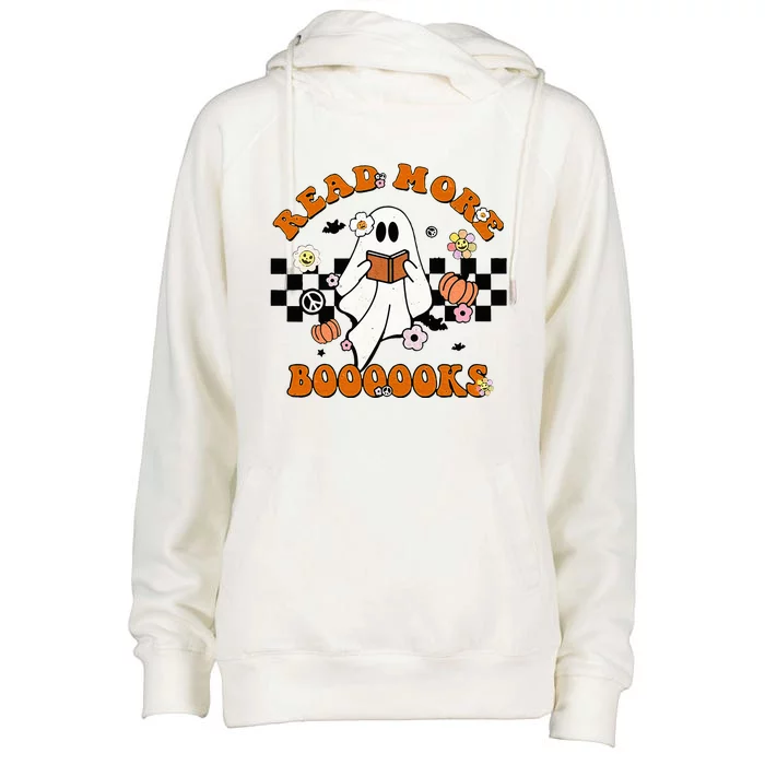 Groovy Halloween Read More Books Cute Boo Read A Book Womens Funnel Neck Pullover Hood