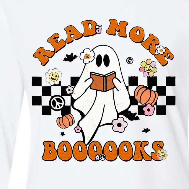 Groovy Halloween Read More Books Cute Boo Read A Book Womens Cotton Relaxed Long Sleeve T-Shirt