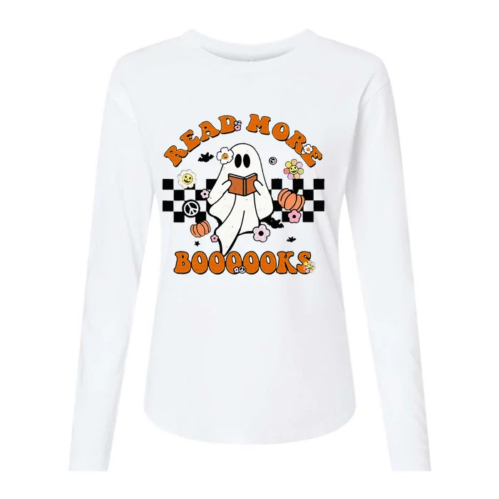 Groovy Halloween Read More Books Cute Boo Read A Book Womens Cotton Relaxed Long Sleeve T-Shirt