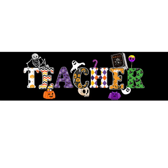 Groovy Halloween Retro Teacher Life Bumper Sticker