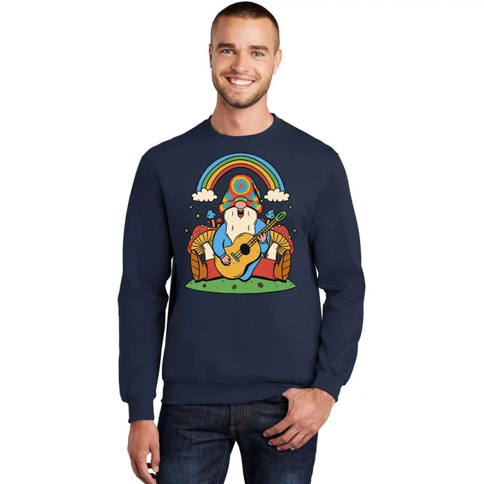 Gnome Hippie Rainbow Guitar Tall Sweatshirt