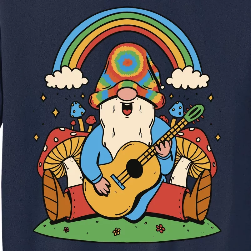 Gnome Hippie Rainbow Guitar Tall Sweatshirt