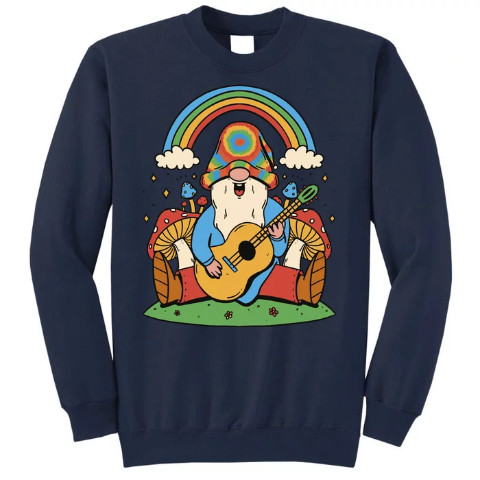 Gnome Hippie Rainbow Guitar Tall Sweatshirt