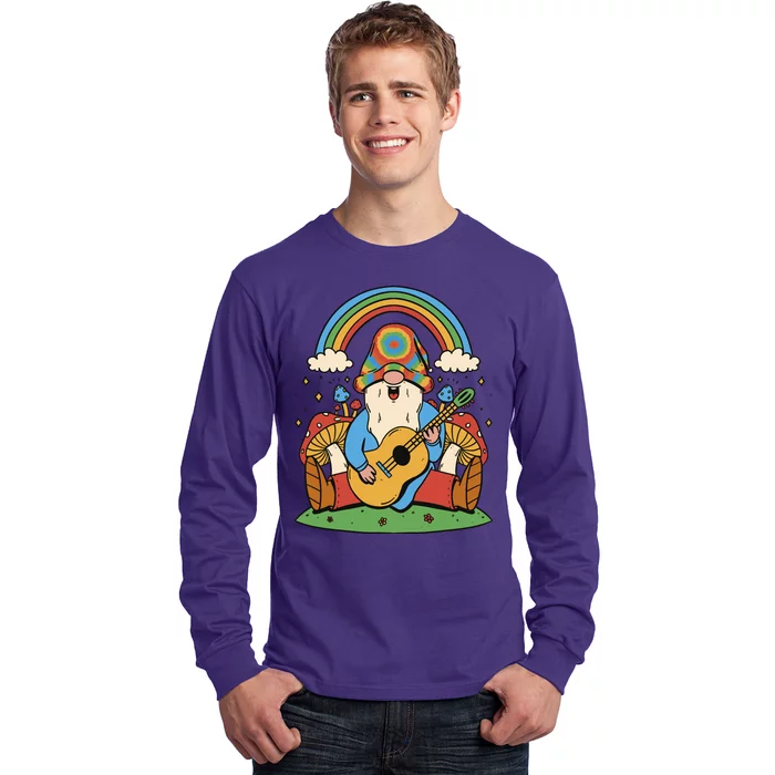 Gnome Hippie Rainbow Guitar Long Sleeve Shirt