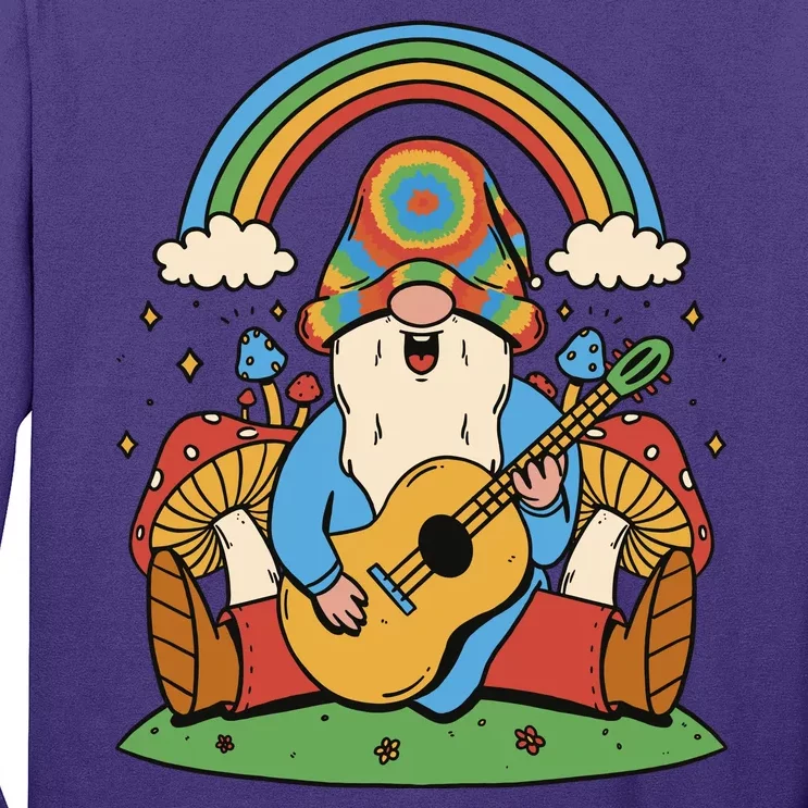 Gnome Hippie Rainbow Guitar Long Sleeve Shirt