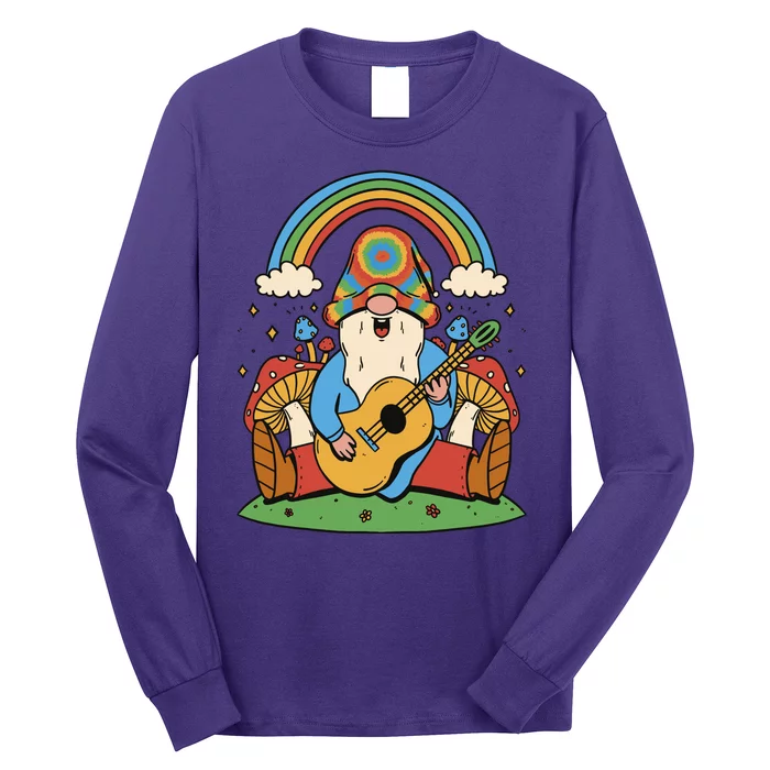 Gnome Hippie Rainbow Guitar Long Sleeve Shirt