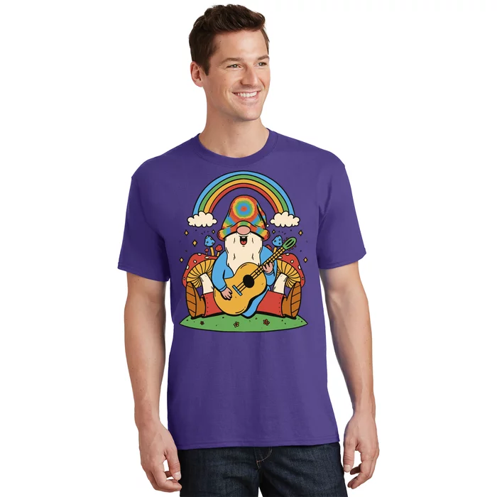 Gnome Hippie Rainbow Guitar T-Shirt