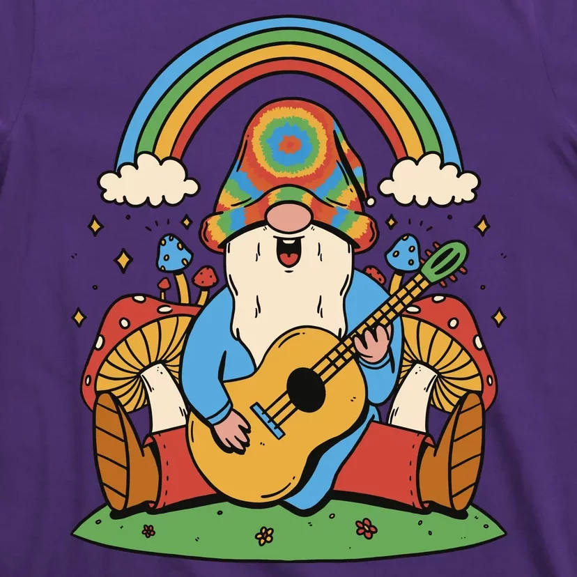 Gnome Hippie Rainbow Guitar T-Shirt