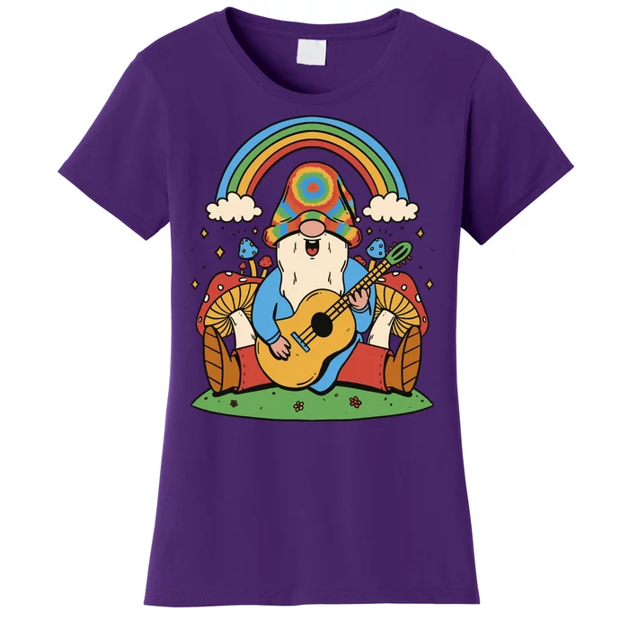 Gnome Hippie Rainbow Guitar Women's T-Shirt