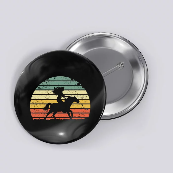 Girl Horse Riding Vintage Cowgirl Texas Ranch Button