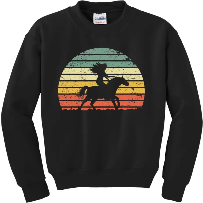 Girl Horse Riding Vintage Cowgirl Texas Ranch Kids Sweatshirt