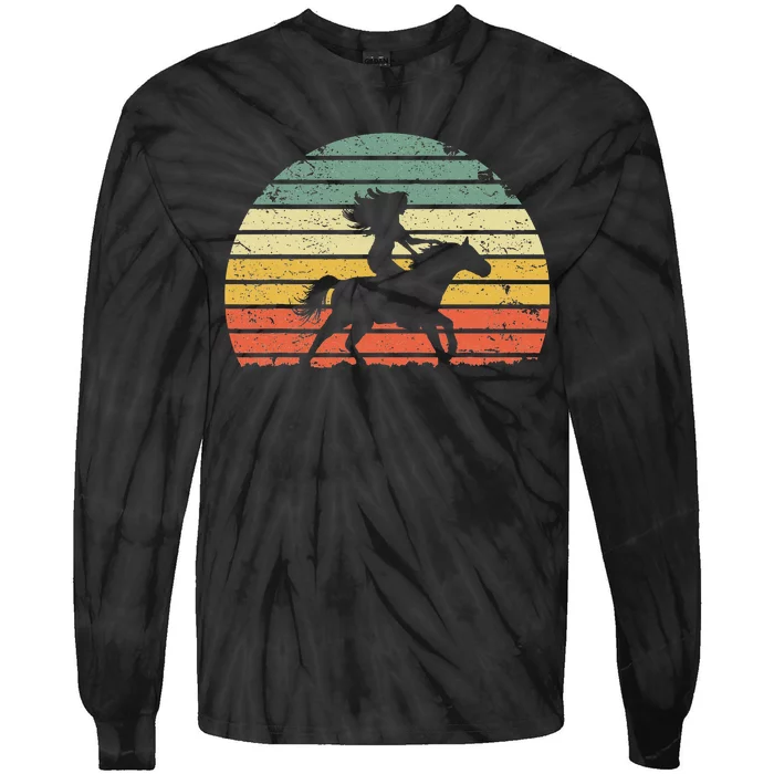 Girl Horse Riding Vintage Cowgirl Texas Ranch Tie-Dye Long Sleeve Shirt