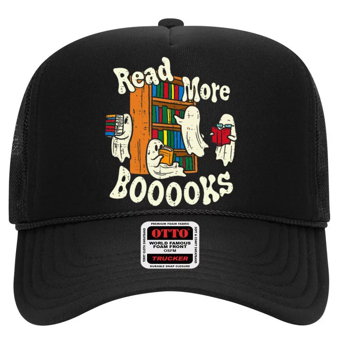 Groovy Halloween Read More Books Cute Boo Student Teacher High Crown Mesh Trucker Hat