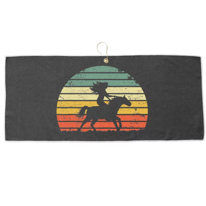 Girl Horse Riding Vintage Cowgirl Texas Ranch Large Microfiber Waffle Golf Towel