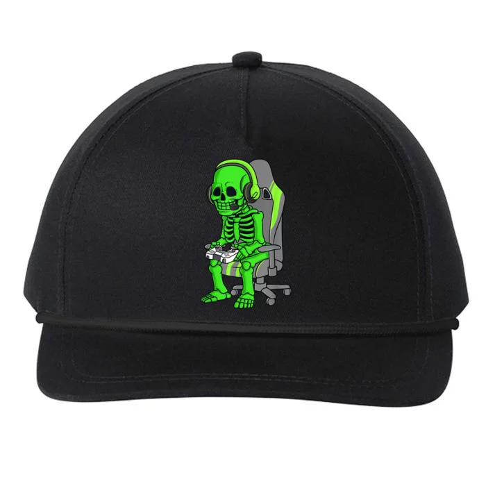 Gaming Halloween Skeleton Scary Gamer Funny Snapback Five-Panel Rope Hat