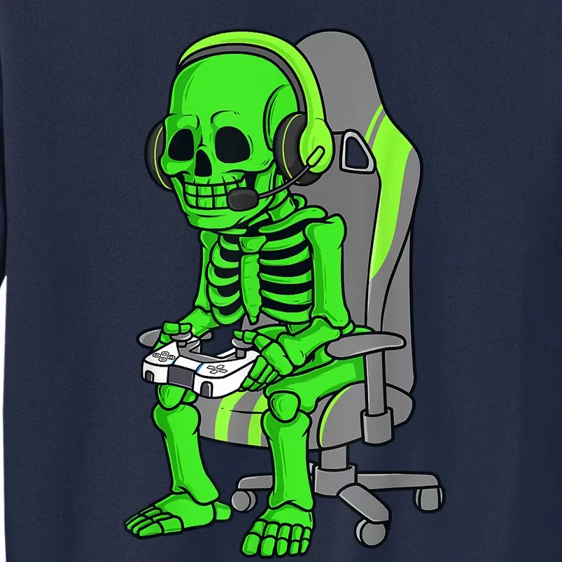 Gaming Halloween Skeleton Scary Gamer Funny Tall Sweatshirt