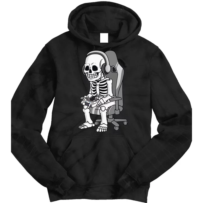 Gaming Halloween Skeleton Scary Gamer Tie Dye Hoodie