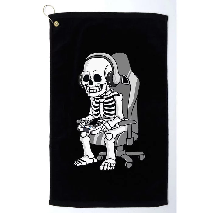 Gaming Halloween Skeleton Scary Gamer Platinum Collection Golf Towel