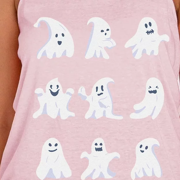 Ghost Halloween Spooky Spirit Scary Trick Or Treat Fear Gift Women's Knotted Racerback Tank