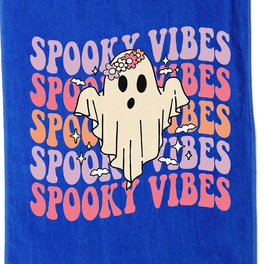 Groovy Halloween Spooky Vibes Retro Floral Ghost Costume Platinum Collection Golf Towel