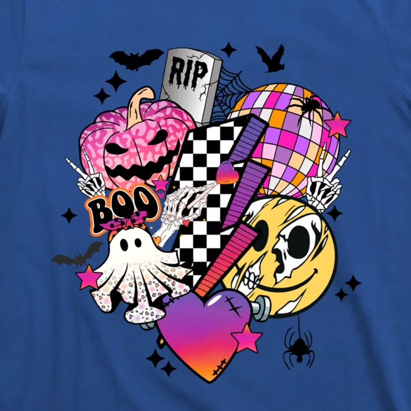 Groovy Halloween Spooky Vibes Ghost Boo Smile Face Pumpkin Cool Gift T-Shirt