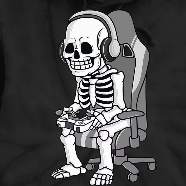 Gaming Halloween Skeleton Scary Gamer Tie Dye Hoodie