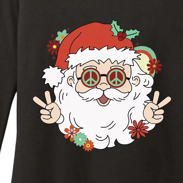 Groovy Hippy Santa Clause 80S Retro Christmas Design Gift Womens CVC Long Sleeve Shirt