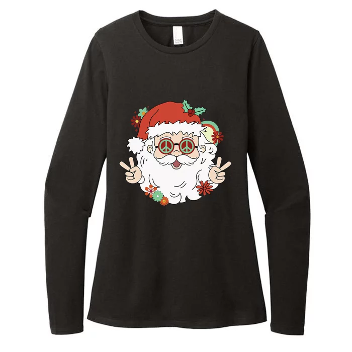 Groovy Hippy Santa Clause 80S Retro Christmas Design Gift Womens CVC Long Sleeve Shirt