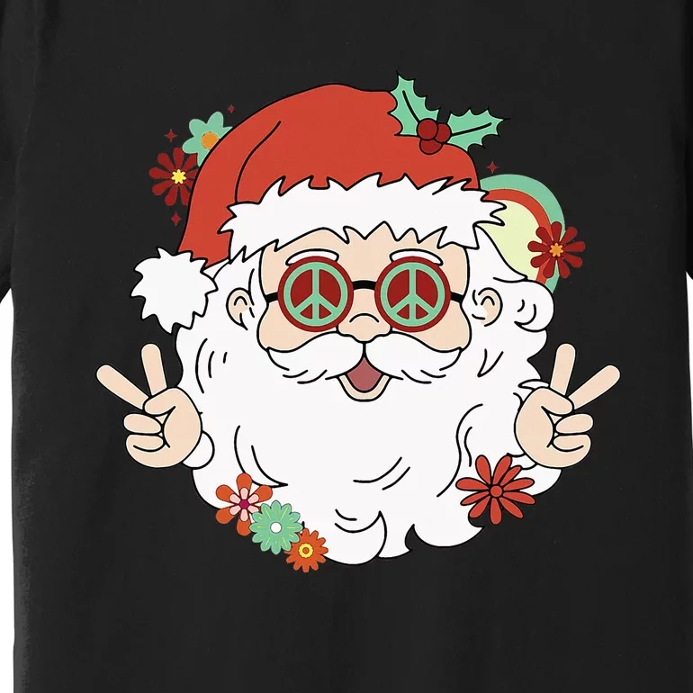 Groovy Hippy Santa Clause 80S Retro Christmas Design Gift Premium T-Shirt