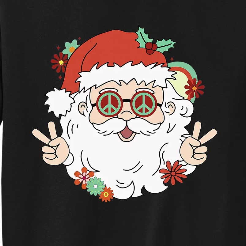 Groovy Hippy Santa Clause 80S Retro Christmas Design Gift Tall Sweatshirt