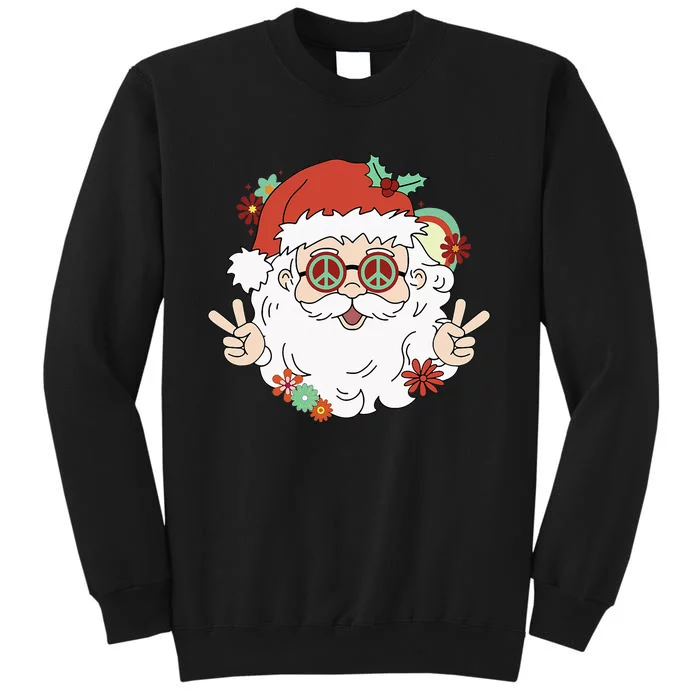 Groovy Hippy Santa Clause 80S Retro Christmas Design Gift Tall Sweatshirt