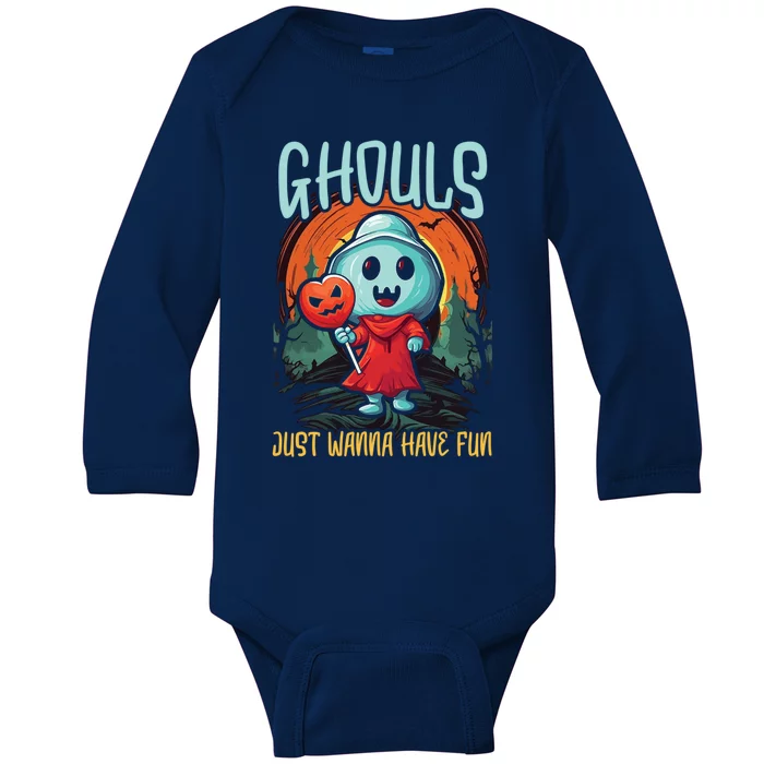 Ghost Halloween Scary Trick Or Treat Spooky Boo Spirit Gift Baby Long Sleeve Bodysuit