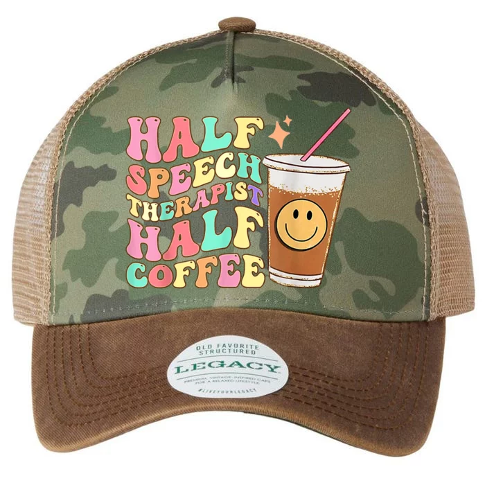 Groovy Half Speech Therapist Half Coffee SLP Speech Therapy Legacy Tie Dye Trucker Hat