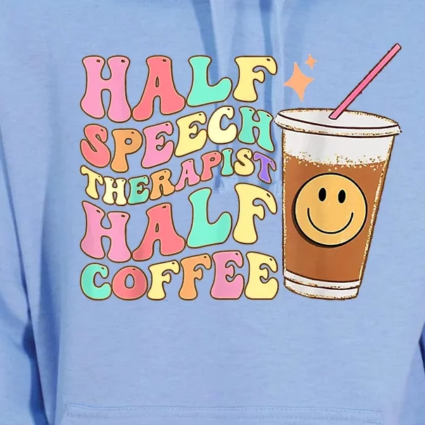 Groovy Half Speech Therapist Half Coffee SLP Speech Therapy Unisex Surf Hoodie