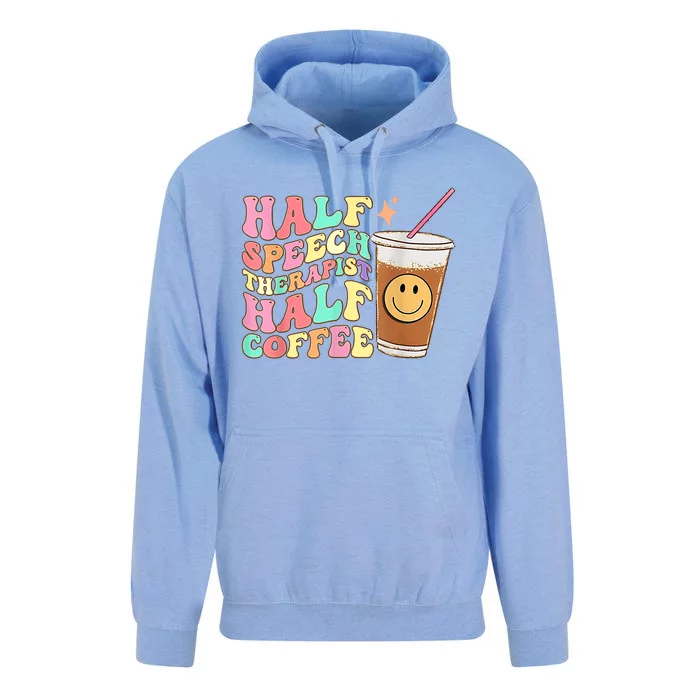 Groovy Half Speech Therapist Half Coffee SLP Speech Therapy Unisex Surf Hoodie