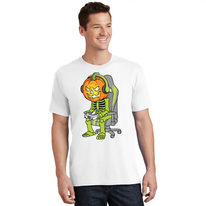 Gaming Halloween Skeleton Jack O Lantern Gamer T-Shirt