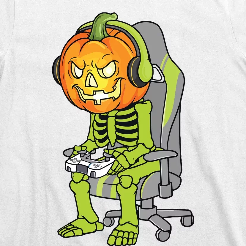 Gaming Halloween Skeleton Jack O Lantern Gamer T-Shirt