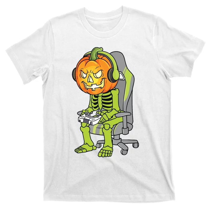 Gaming Halloween Skeleton Jack O Lantern Gamer T-Shirt