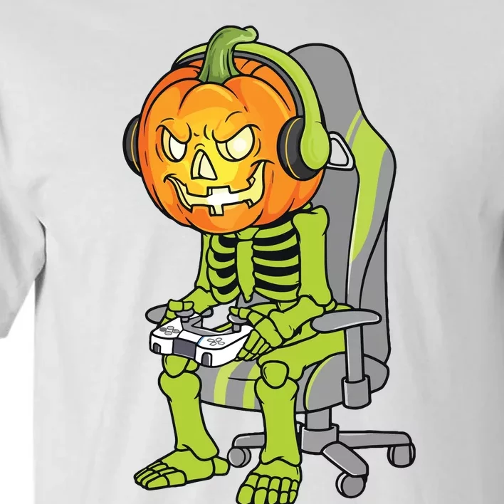 Gaming Halloween Skeleton Jack O Lantern Gamer Tall T-Shirt